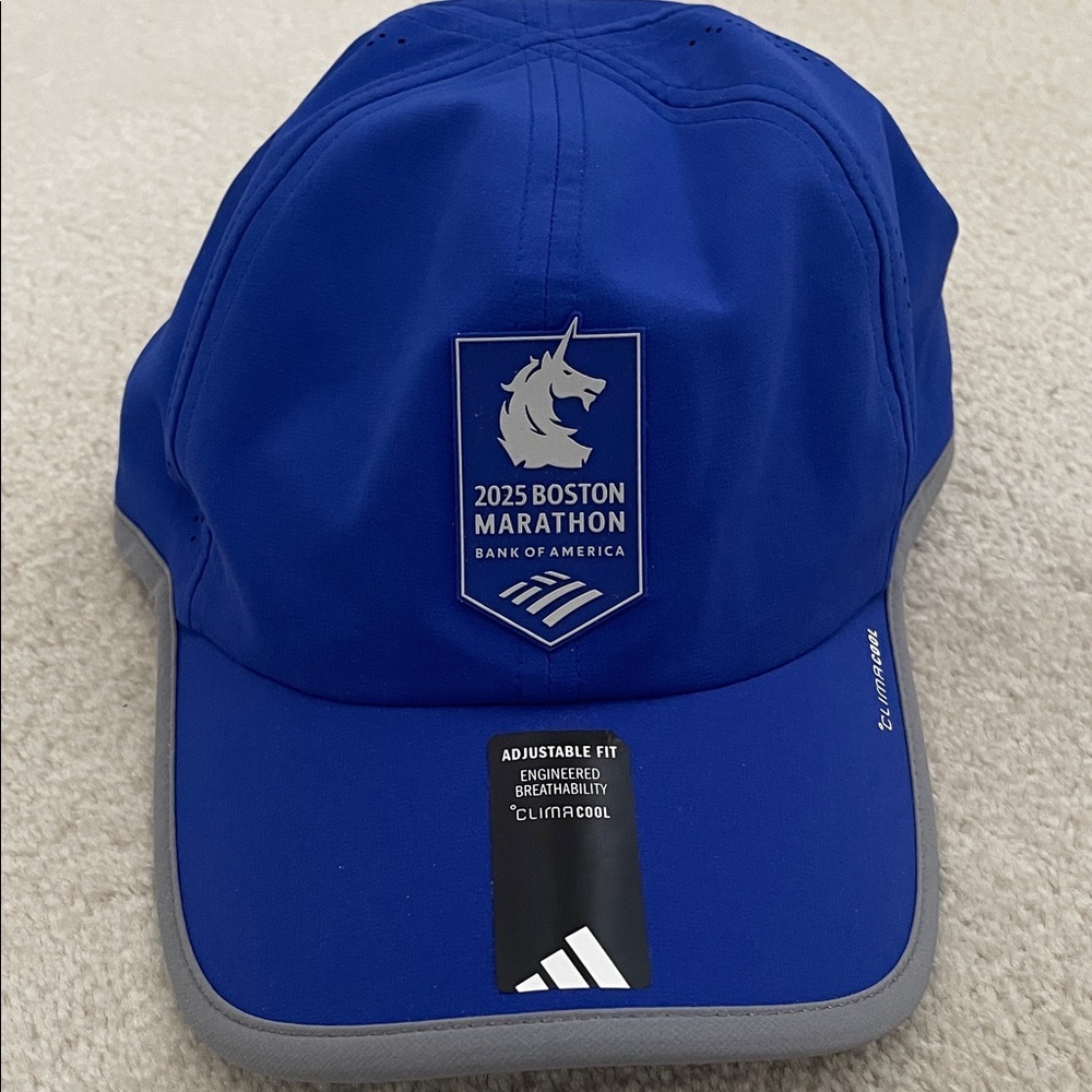 Adidas Blue Marathon Cap with Gray Trim